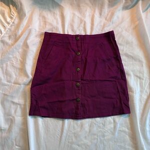 Harper Heritage Burgundy Denim Snap Button Down A-Line Mini Skirt